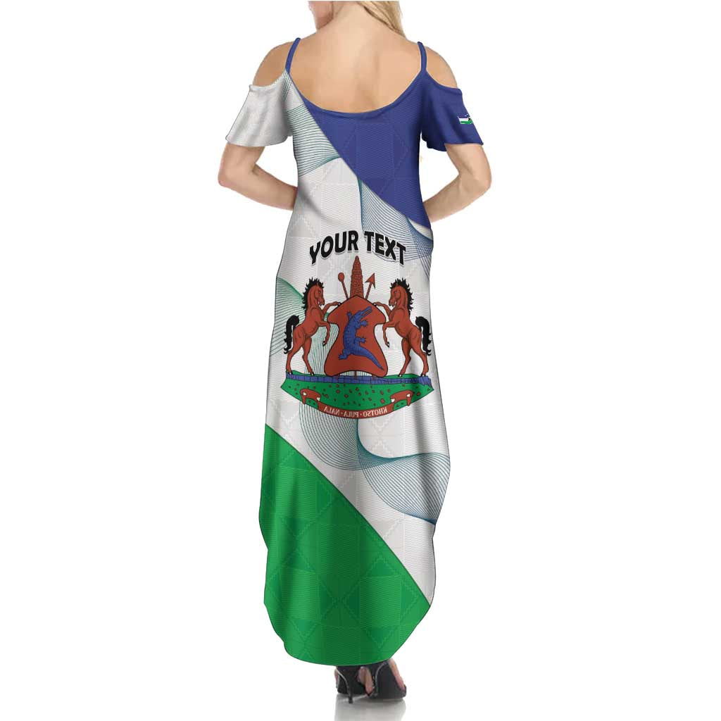 Personalized Lesotho Summer Maxi Dress Coat Of Arms With Kente Pattern - Wonder Print Shop