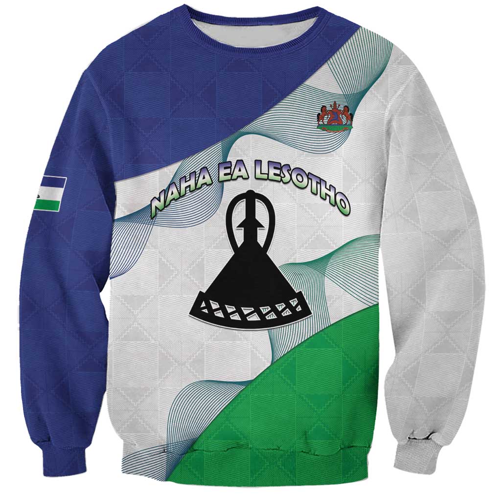 Personalized Lesotho Sweatshirt Coat Of Arms With Kente Pattern - Wonder Print Shop