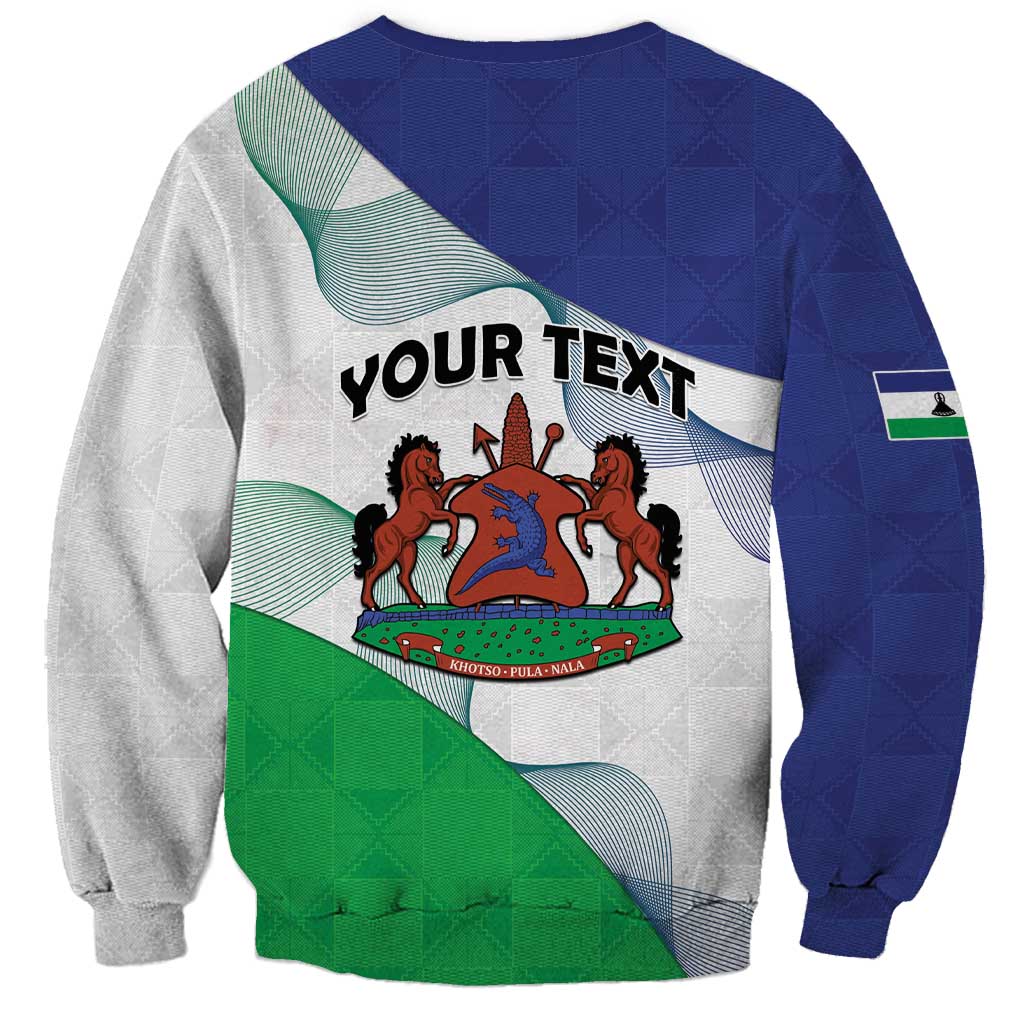 Personalized Lesotho Sweatshirt Coat Of Arms With Kente Pattern - Wonder Print Shop