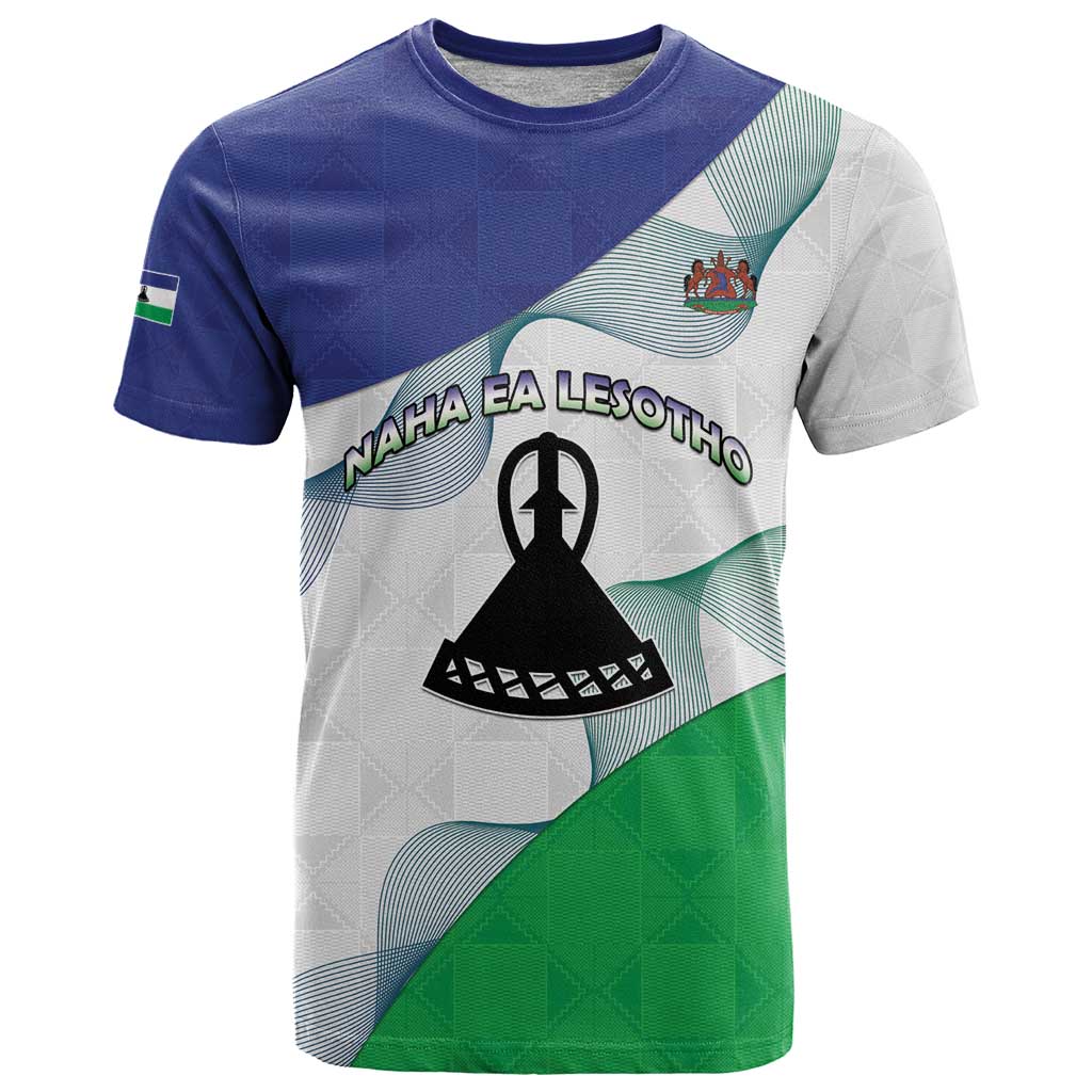 Personalized Lesotho T Shirt Coat Of Arms With Kente Pattern - Wonder Print Shop