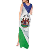 Personalized Lesotho Tank Maxi Dress Coat Of Arms With Kente Pattern - Wonder Print Shop