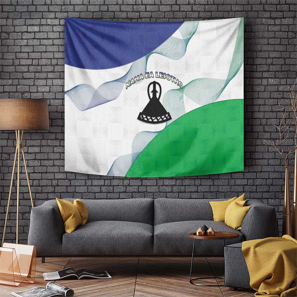 Lesotho Tapestry Coat Of Arms With Kente Pattern - Wonder Print Shop