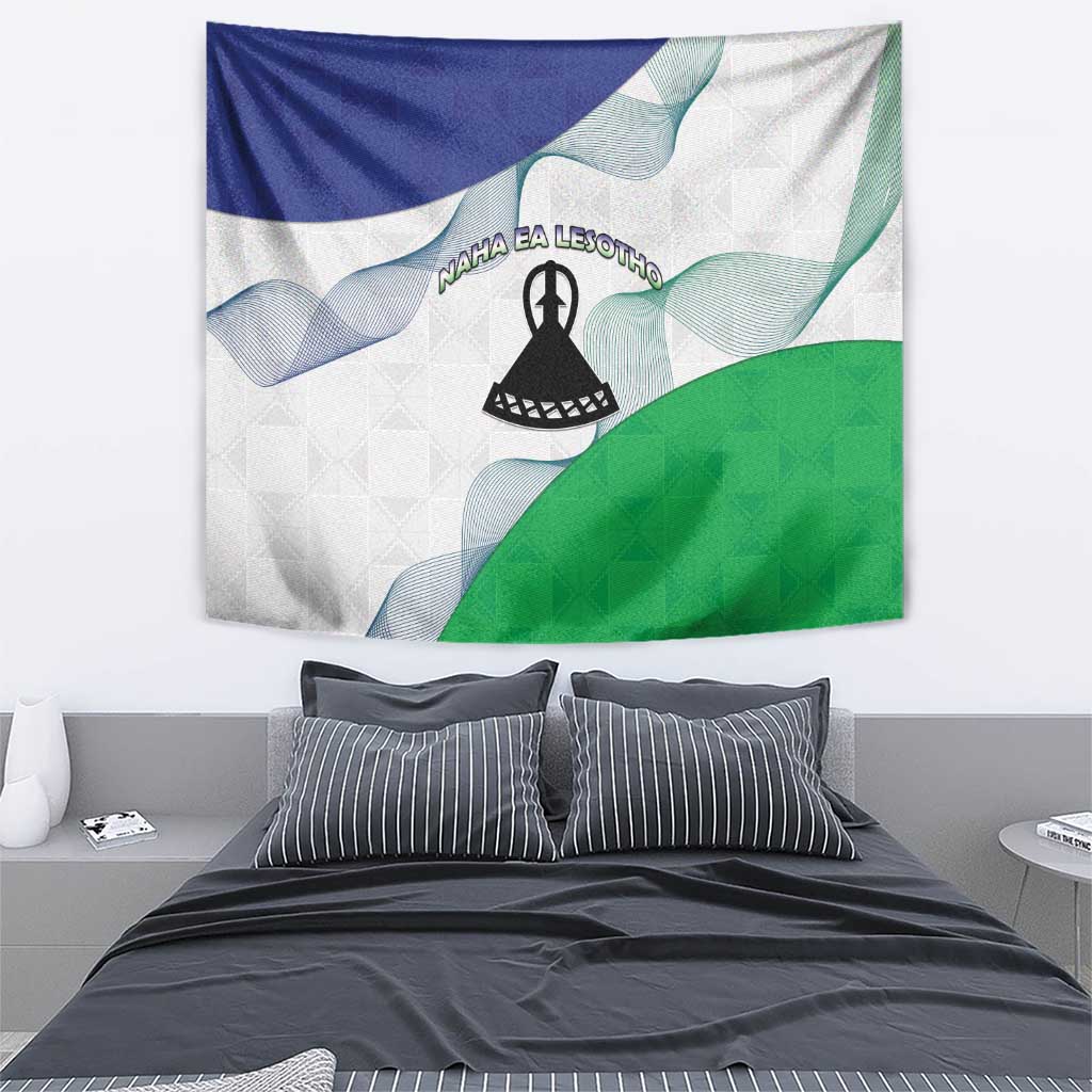 Lesotho Tapestry Coat Of Arms With Kente Pattern - Wonder Print Shop