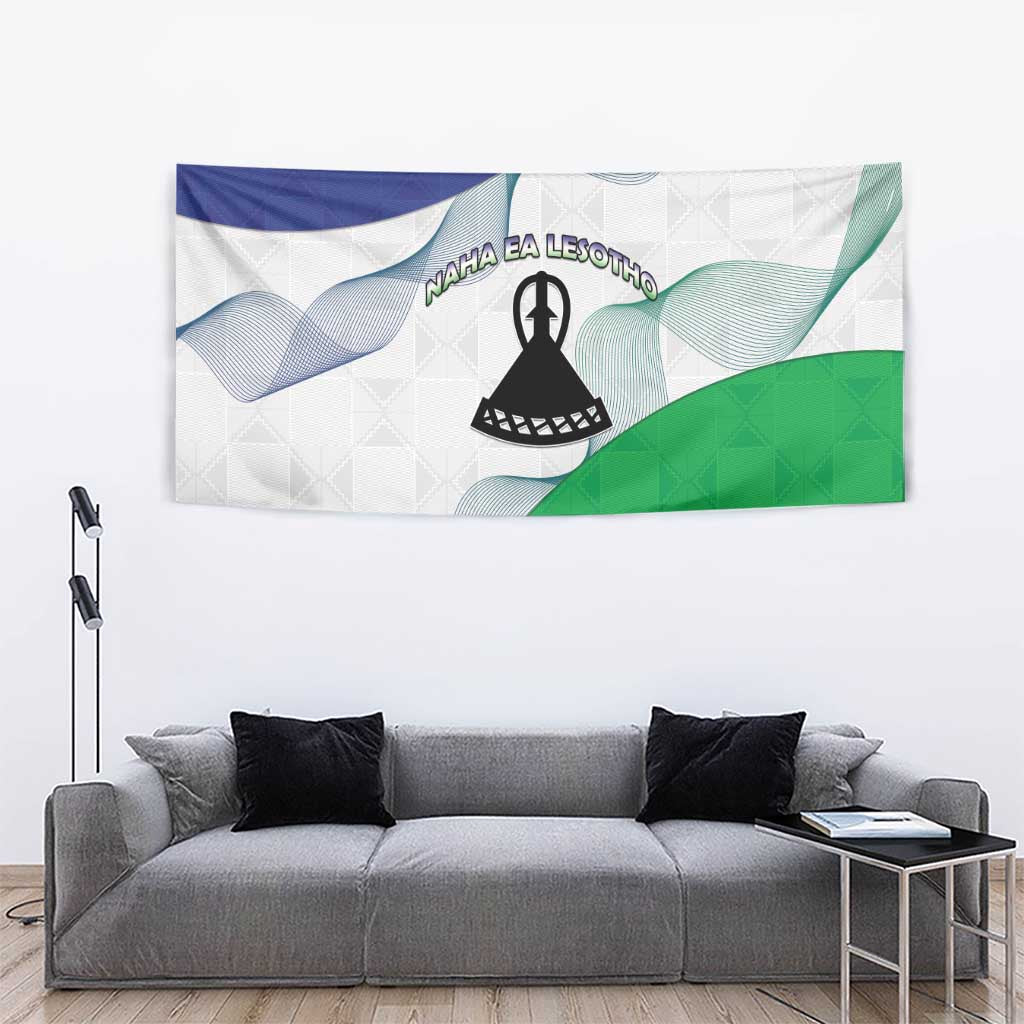 Lesotho Tapestry Coat Of Arms With Kente Pattern - Wonder Print Shop