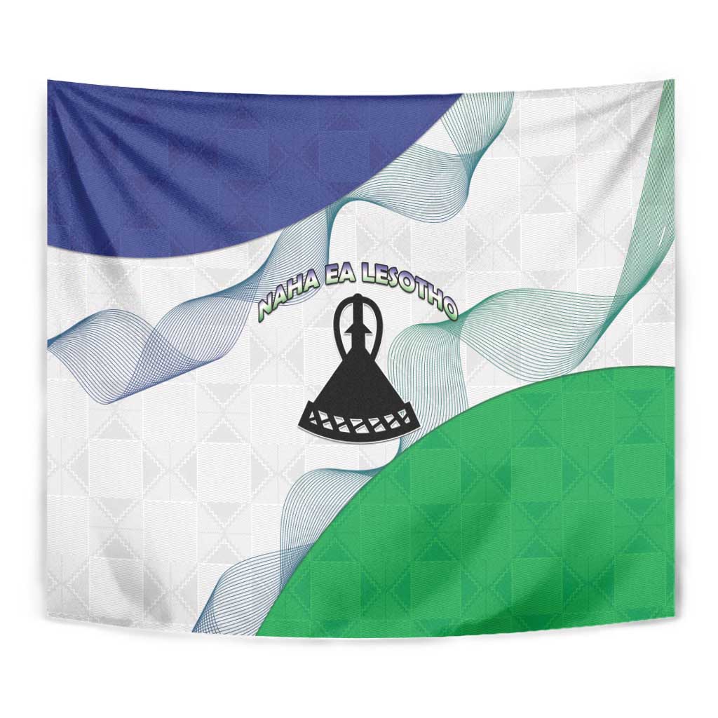 Lesotho Tapestry Coat Of Arms With Kente Pattern - Wonder Print Shop