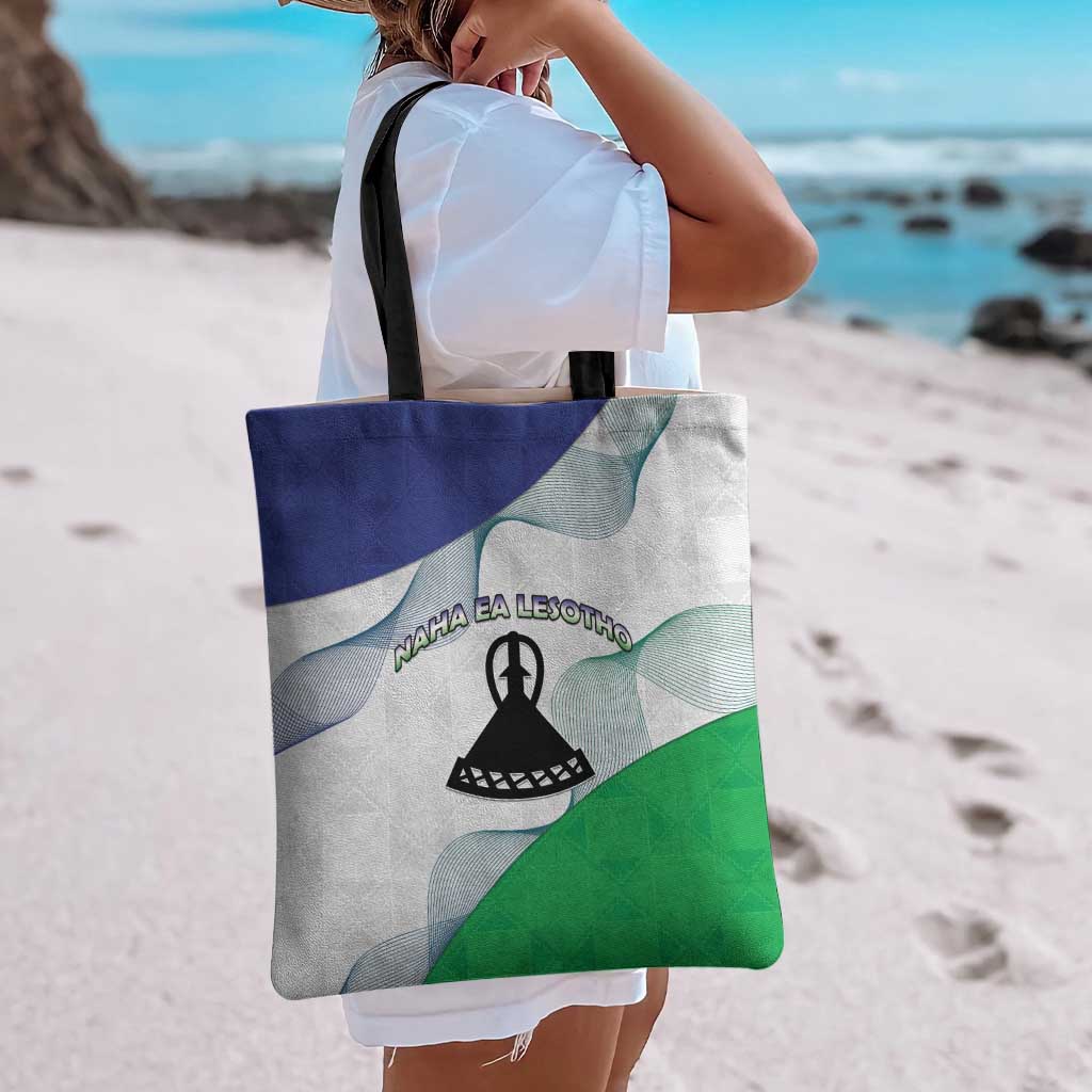 Lesotho Tote Bag Coat Of Arms With Kente Pattern - Wonder Print Shop