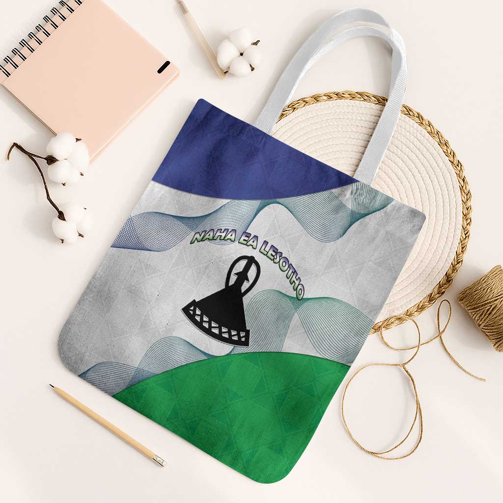 Lesotho Tote Bag Coat Of Arms With Kente Pattern - Wonder Print Shop