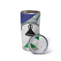 Personalized Lesotho Tumbler Cup Coat Of Arms With Kente Pattern - Wonder Print Shop