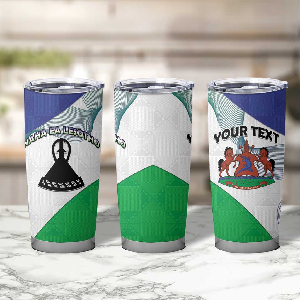 Personalized Lesotho Tumbler Cup Coat Of Arms With Kente Pattern - Wonder Print Shop