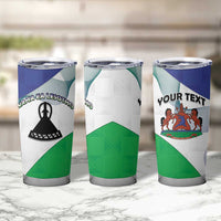 Personalized Lesotho Tumbler Cup Coat Of Arms With Kente Pattern - Wonder Print Shop
