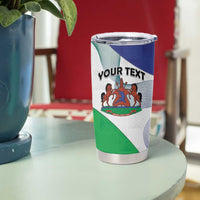Personalized Lesotho Tumbler Cup Coat Of Arms With Kente Pattern - Wonder Print Shop