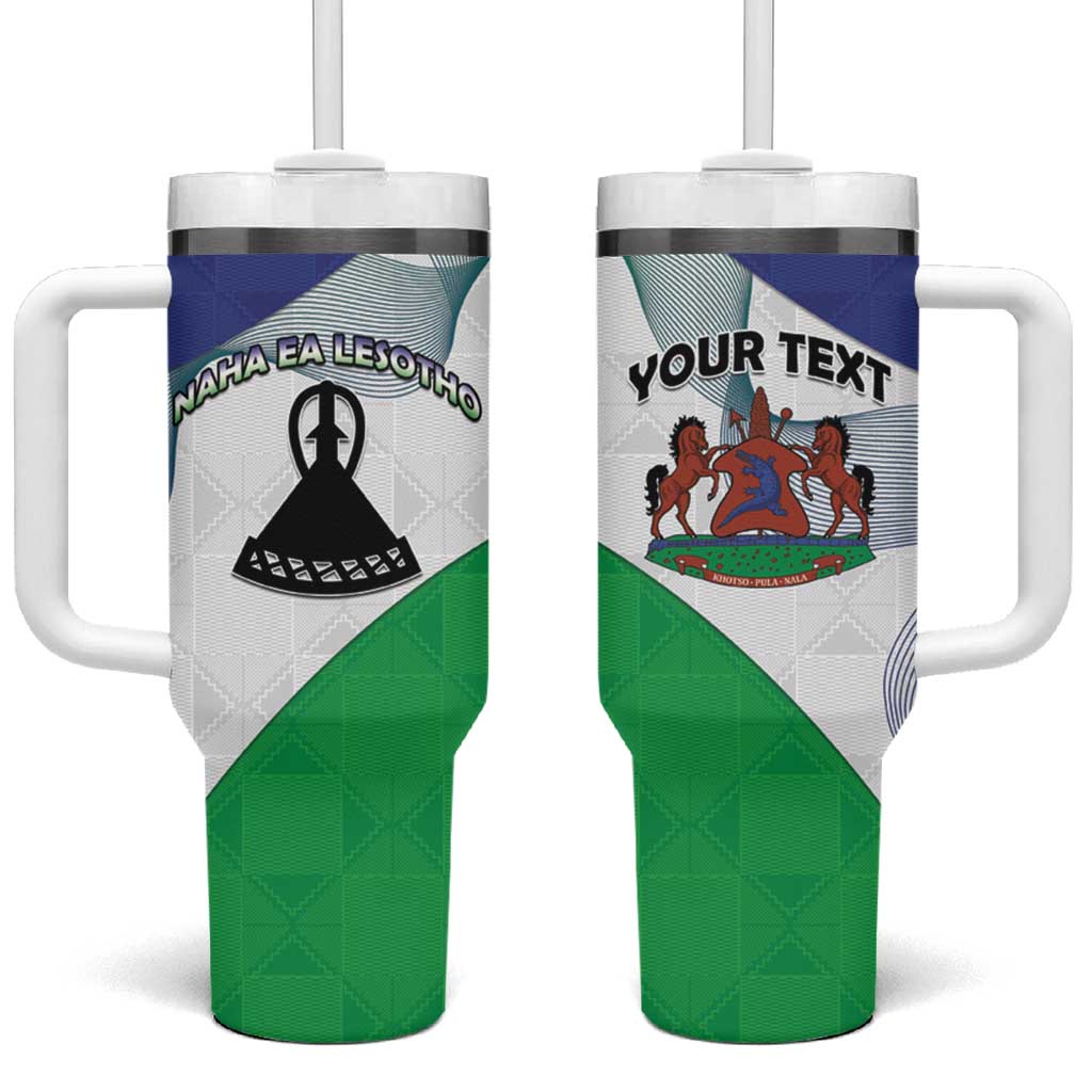 Personalized Lesotho Tumbler With Handle Coat Of Arms With Kente Pattern - Wonder Print Shop