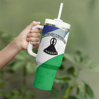 Personalized Lesotho Tumbler With Handle Coat Of Arms With Kente Pattern - Wonder Print Shop