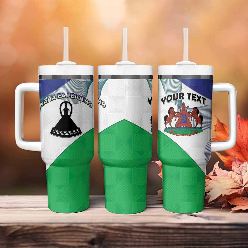 Personalized Lesotho Tumbler With Handle Coat Of Arms With Kente Pattern - Wonder Print Shop