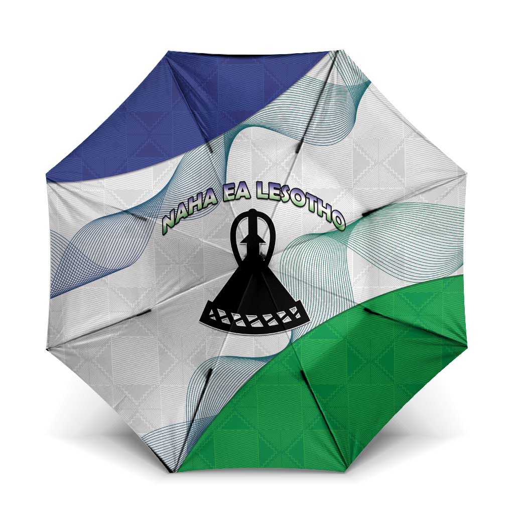 Lesotho Umbrella Coat Of Arms With Kente Pattern - Wonder Print Shop