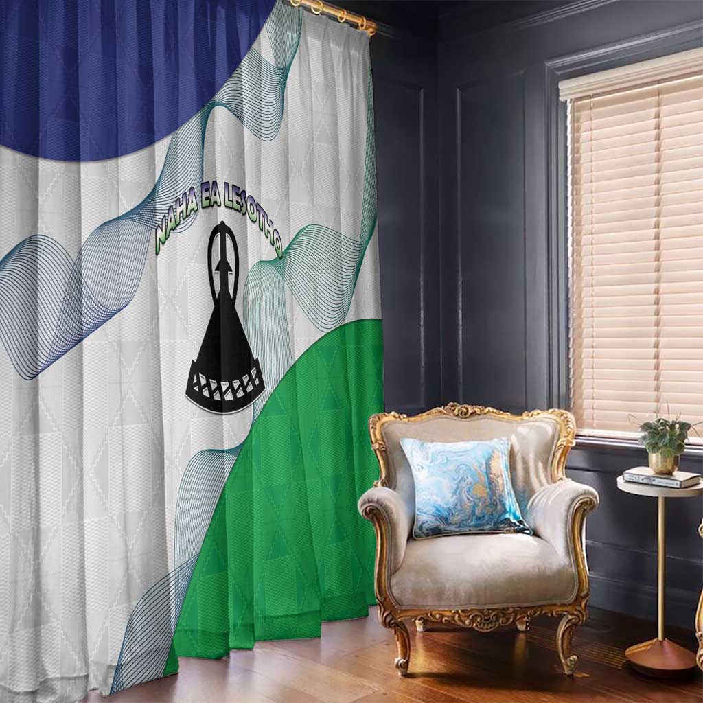 Lesotho Window Curtain Coat Of Arms With Kente Pattern - Wonder Print Shop