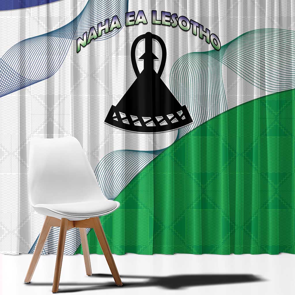 Lesotho Window Curtain Coat Of Arms With Kente Pattern - Wonder Print Shop