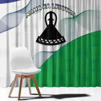 Lesotho Window Curtain Coat Of Arms With Kente Pattern - Wonder Print Shop