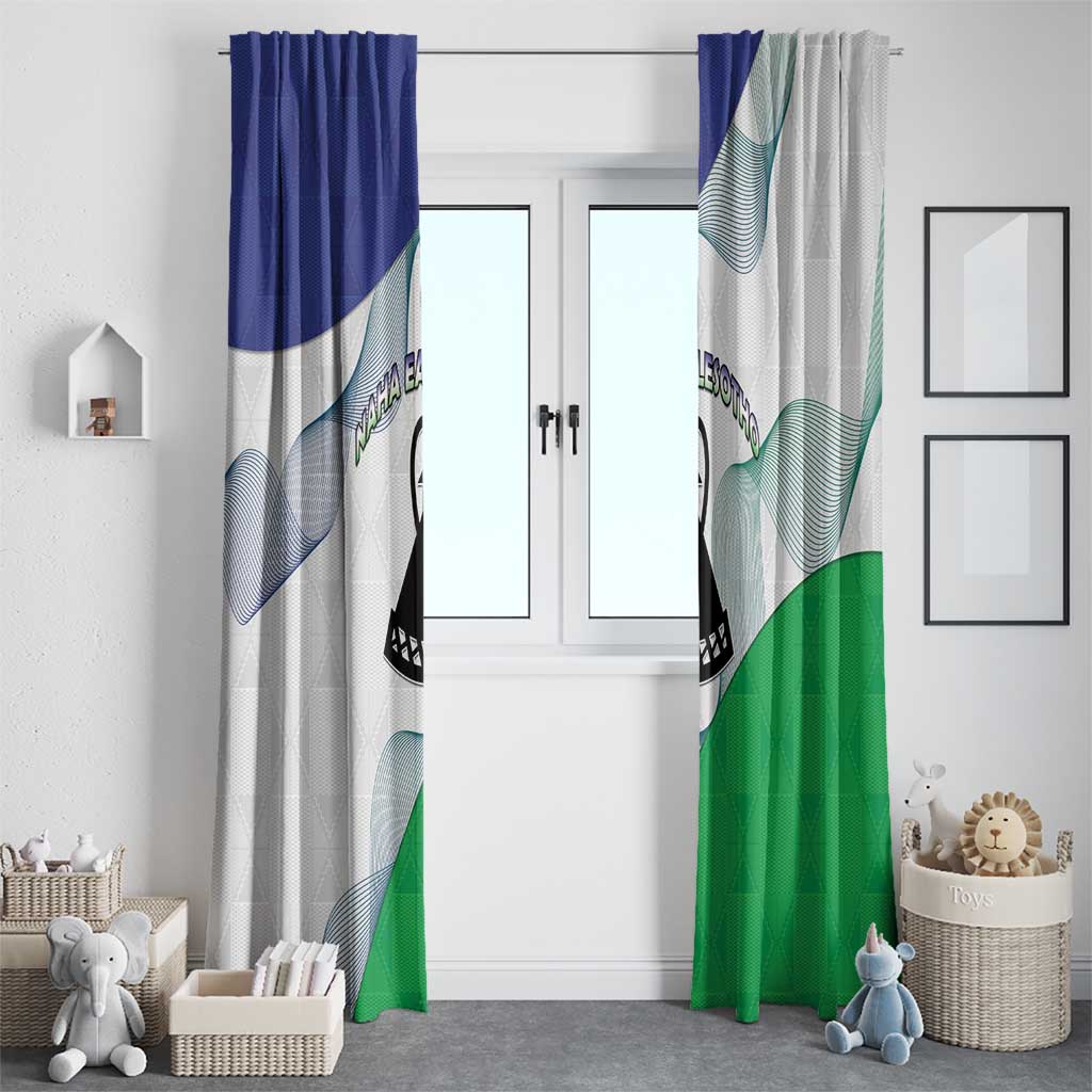 Lesotho Window Curtain Coat Of Arms With Kente Pattern - Wonder Print Shop