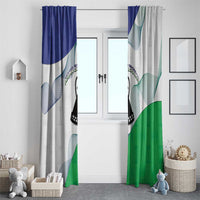Lesotho Window Curtain Coat Of Arms With Kente Pattern - Wonder Print Shop