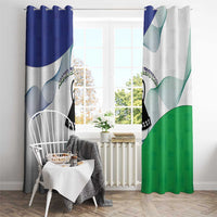 Lesotho Window Curtain Coat Of Arms With Kente Pattern - Wonder Print Shop