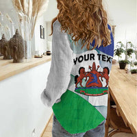 Personalized Lesotho Women Casual Shirt Coat Of Arms With Kente Pattern - Wonder Print Shop