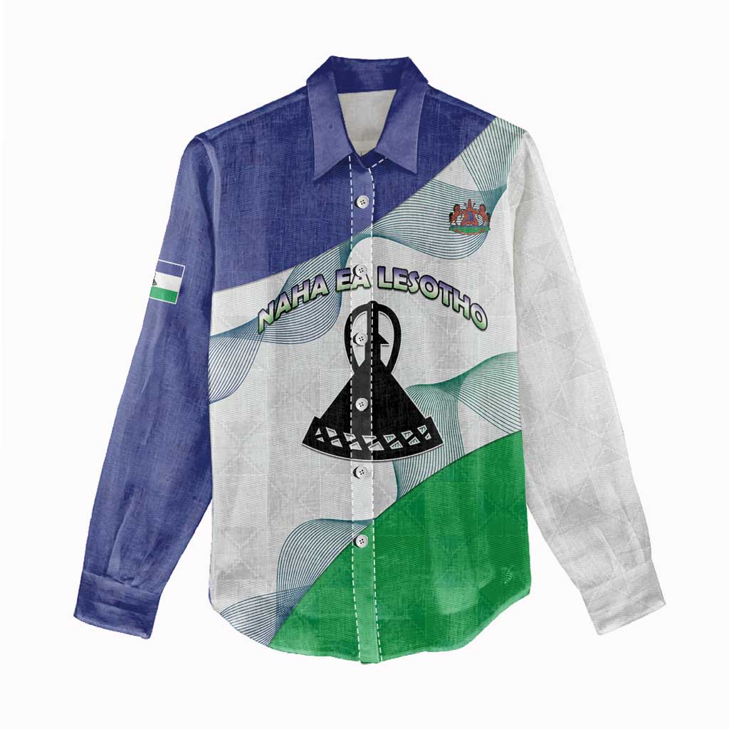 Personalized Lesotho Women Casual Shirt Coat Of Arms With Kente Pattern - Wonder Print Shop
