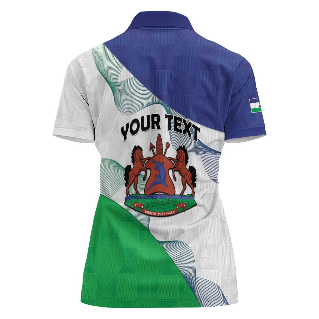 Personalized Lesotho Women Polo Shirt Coat Of Arms With Kente Pattern - Wonder Print Shop