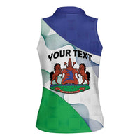 Personalized Lesotho Women Sleeveless Polo Shirt Coat Of Arms With Kente Pattern - Wonder Print Shop