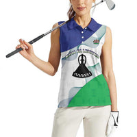 Personalized Lesotho Women Sleeveless Polo Shirt Coat Of Arms With Kente Pattern - Wonder Print Shop
