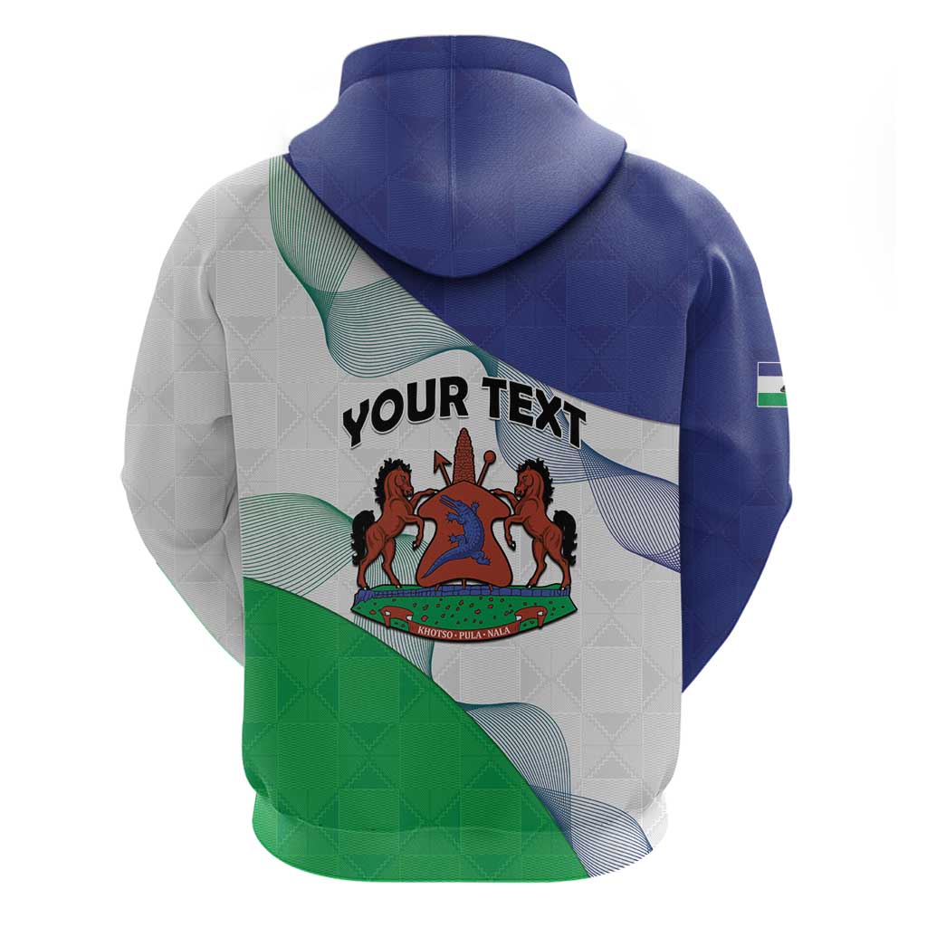 Personalized Lesotho Zip Hoodie Coat Of Arms With Kente Pattern - Wonder Print Shop