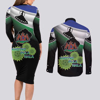 Lesotho 1966 Couples Matching Long Sleeve Bodycon Dress and Long Sleeve Button Shirt Happy Independence Day - Wonder Print Shop