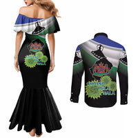 Lesotho 1966 Couples Matching Mermaid Dress and Long Sleeve Button Shirt Happy Independence Day - Wonder Print Shop