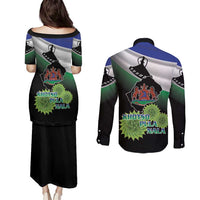 Lesotho 1966 Couples Matching Puletasi and Long Sleeve Button Shirt Happy Independence Day - Wonder Print Shop
