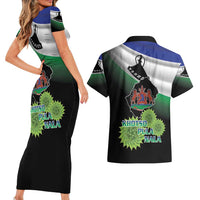 Lesotho 1966 Couples Matching Short Sleeve Bodycon Dress and Hawaiian Shirt Happy Independence Day - Wonder Print Shop