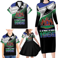 Lesotho 1966 Family Matching Long Sleeve Bodycon Dress and Hawaiian Shirt Happy Independence Day - Wonder Print Shop