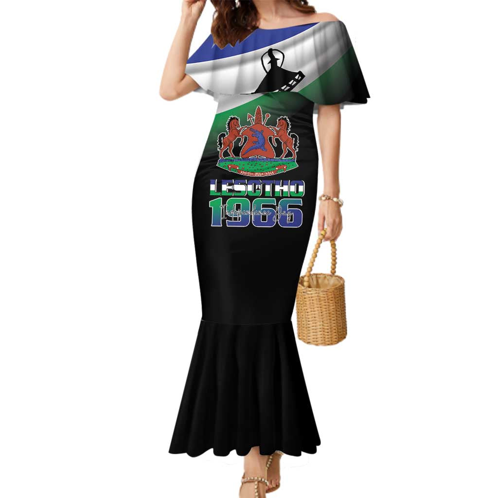 Lesotho 1966 Family Matching Mermaid Dress and Hawaiian Shirt Happy Independence Day - Wonder Print Shop