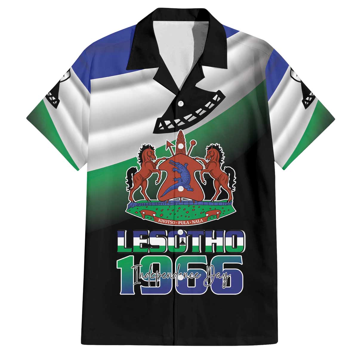 Lesotho 1966 Family Matching Off The Shoulder Long Sleeve Dress and Hawaiian Shirt Happy Independence Day - Wonder Print Shop