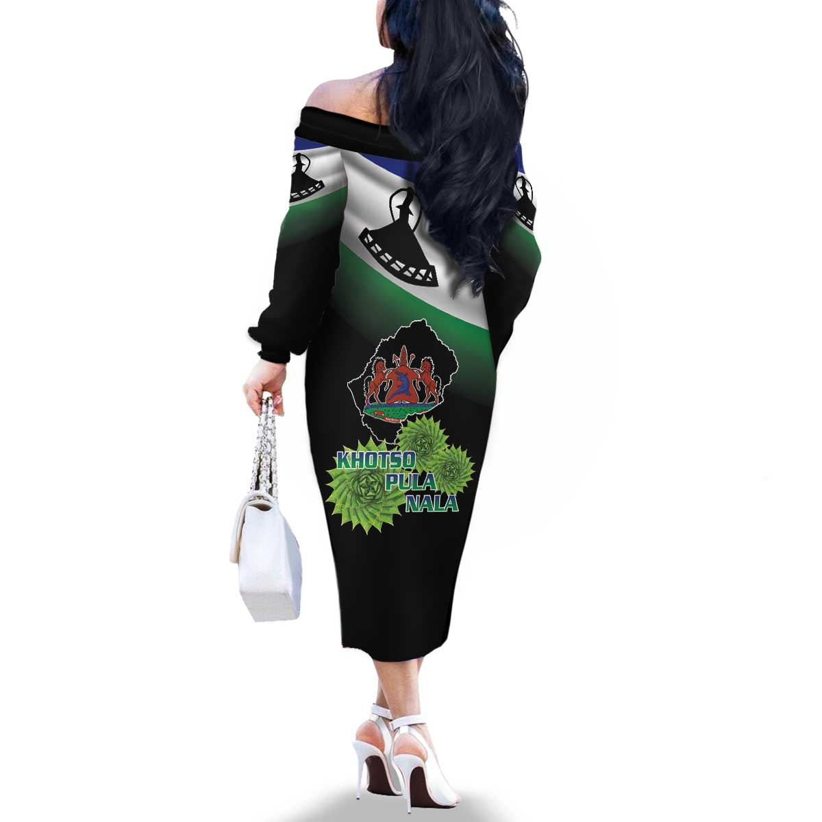 Lesotho 1966 Family Matching Off The Shoulder Long Sleeve Dress and Hawaiian Shirt Happy Independence Day - Wonder Print Shop