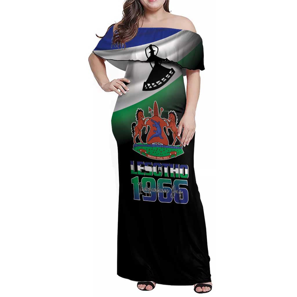 Lesotho 1966 Family Matching Off Shoulder Maxi Dress and Hawaiian Shirt Happy Independence Day - Wonder Print Shop
