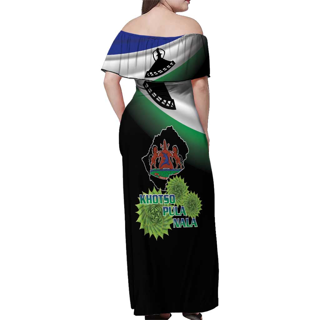 Lesotho 1966 Family Matching Off Shoulder Maxi Dress and Hawaiian Shirt Happy Independence Day - Wonder Print Shop