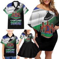 Lesotho 1966 Family Matching Off Shoulder Short Dress and Hawaiian Shirt Happy Independence Day - Wonder Print Shop