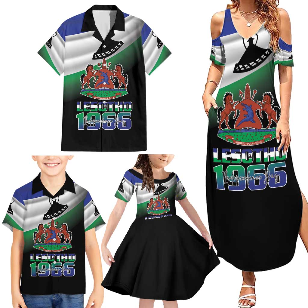 Lesotho 1966 Family Matching Summer Maxi Dress and Hawaiian Shirt Happy Independence Day - Wonder Print Shop