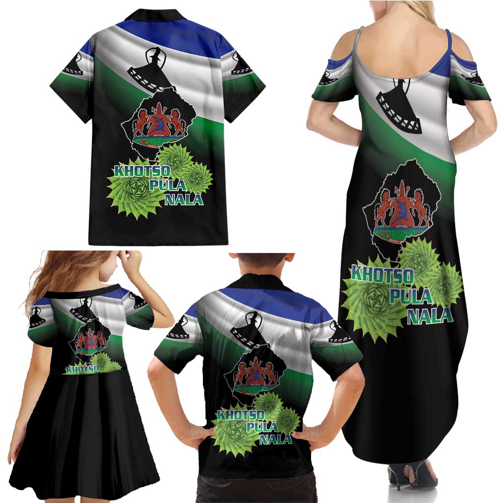 Lesotho 1966 Family Matching Summer Maxi Dress and Hawaiian Shirt Happy Independence Day - Wonder Print Shop