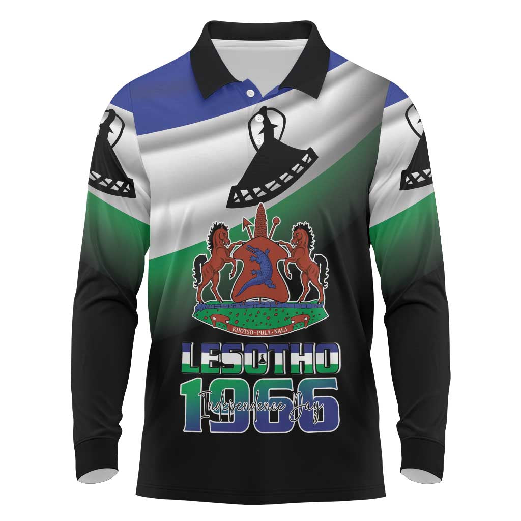 Lesotho 1966 Long Sleeve Polo Shirt Happy Independence Day - Wonder Print Shop