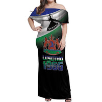 Lesotho 1966 Off Shoulder Maxi Dress Happy Independence Day - Wonder Print Shop