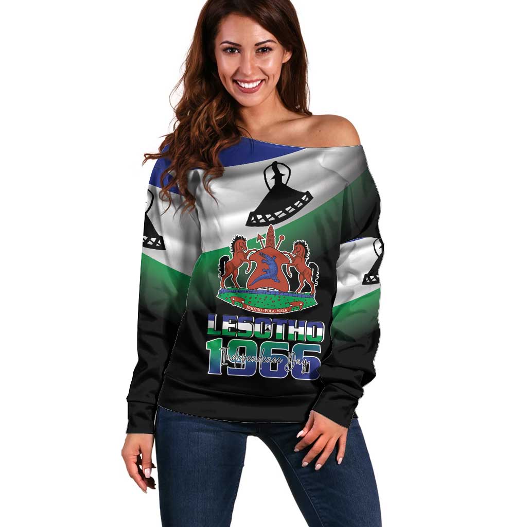 Lesotho 1966 Off Shoulder Sweater Happy Independence Day - Wonder Print Shop