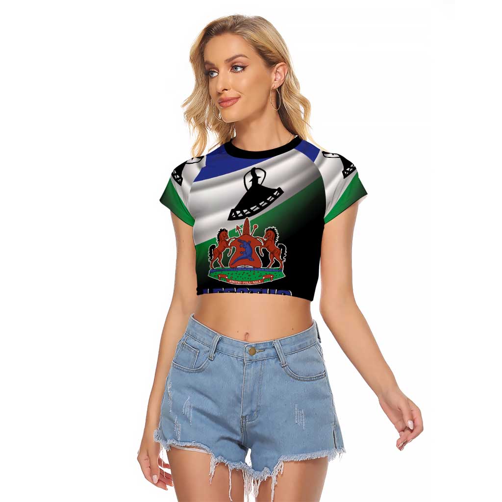 Lesotho 1966 Raglan Cropped T Shirt Happy Independence Day - Wonder Print Shop