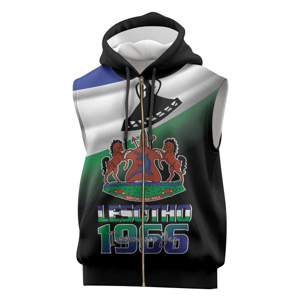 Lesotho 1966 Sleeveless Zip Hoodie Happy Independence Day - Wonder Print Shop
