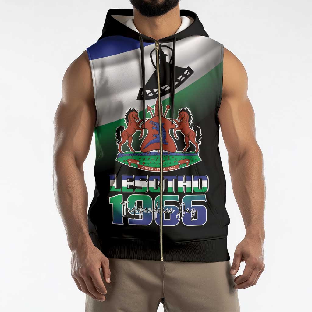 Lesotho 1966 Sleeveless Zip Hoodie Happy Independence Day - Wonder Print Shop
